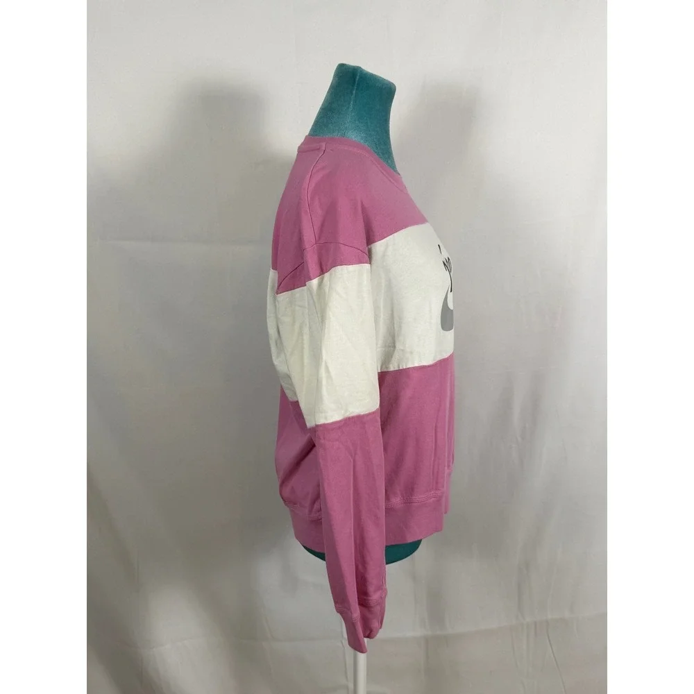 Nike Womens Pink White‎ Colorblock Script Logo Crewneck Sweatshirt Medium